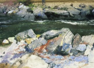 albert handell at the taos stream pastel 16x20 in favourite pastel