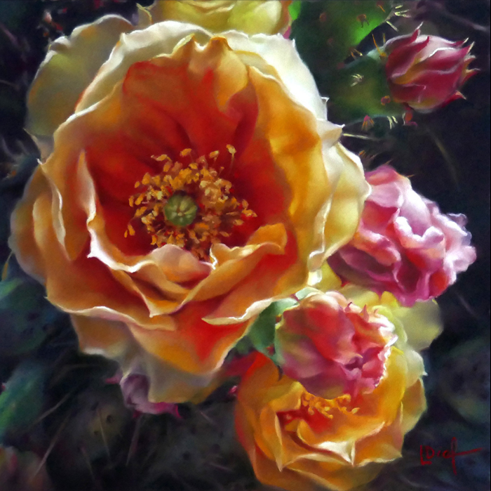 Lyn Diefenbach, "Touched with the Light," pastel on paper, 15 x 15 in.