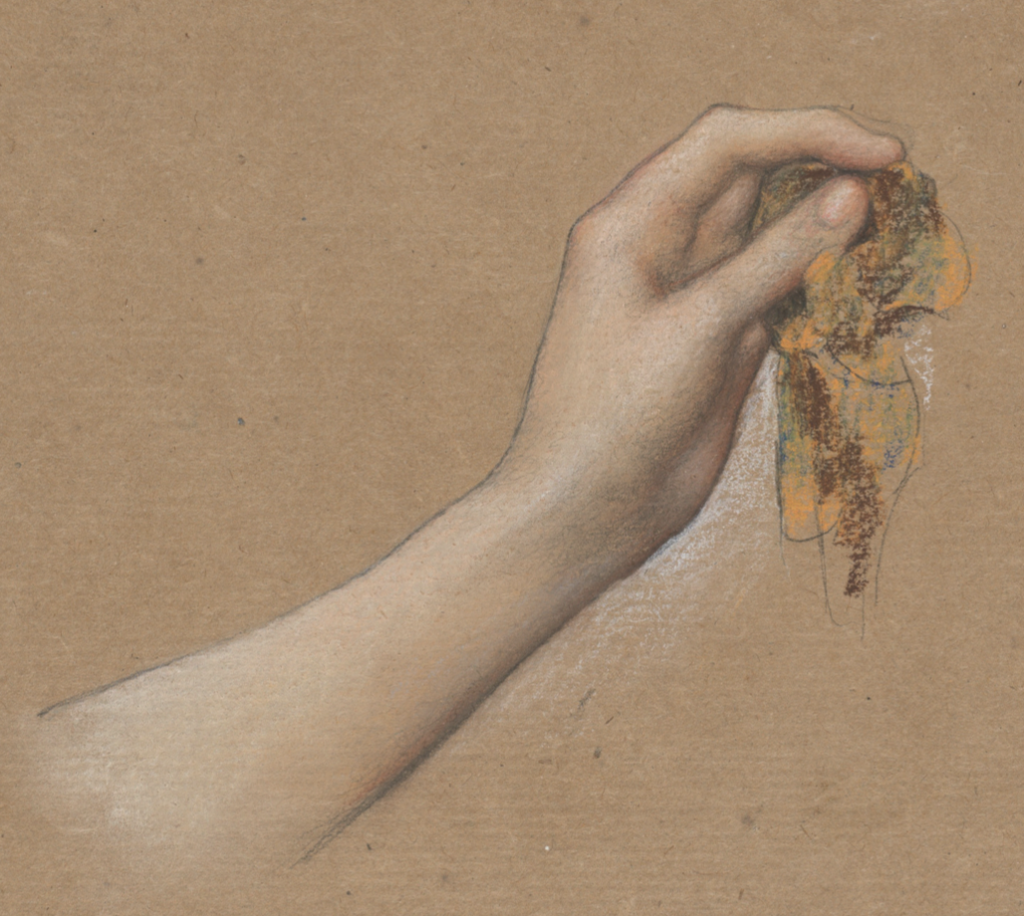 Evelyn De Morgan, Study of Arms for "The Cadence of Autumn," 1905, graphite and pastel on brown paper, 14 7/8 x 10 1/16 (37.8 x 25.6 cm), Metropolitan Museum of Art, New York, New York, USA - detail of the bottom drawing
