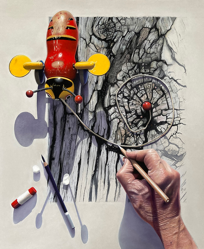 Michael Freeman, "Sleight of Hand," pastel, 17.3 x 14.5 cm