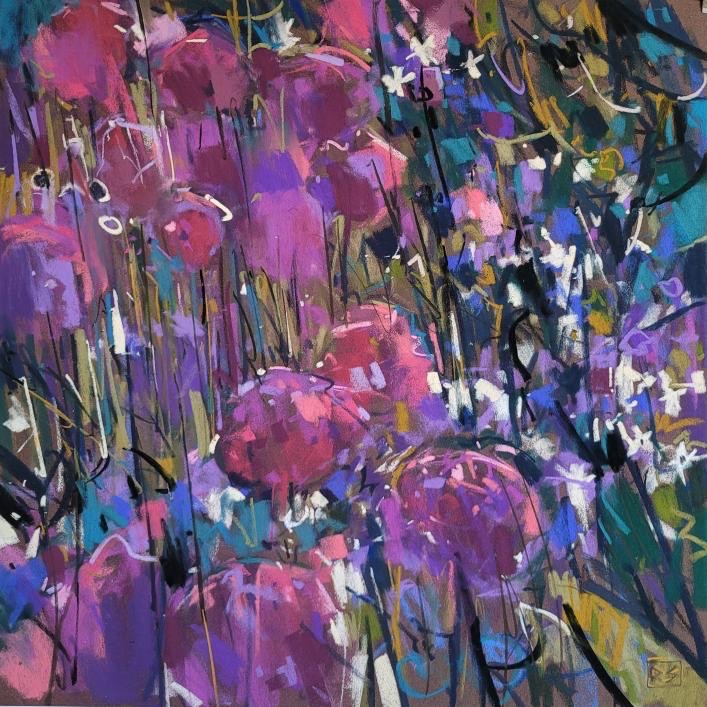 Richard Suckling, "Summer Bed," pastel, 20 x 20 in.