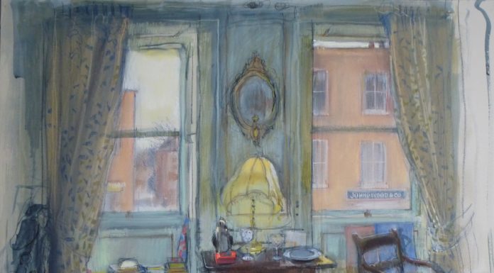 Felicity House, "The China Dish," watercolour underpainting and pastel on Mountboard,, 52 x 76 cm.