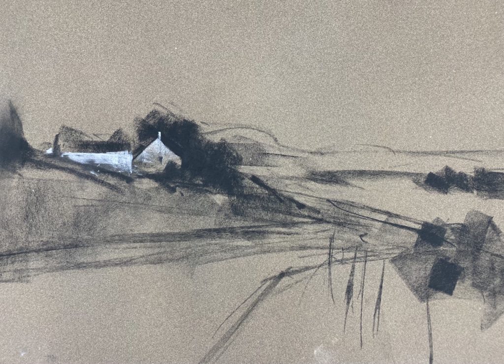 Tony Allain, Initial sketch with charcoal