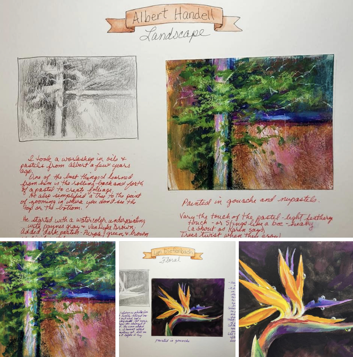 Kari McCall Waltz shares her notes and paintings from sessions by Albert Handell and Lyn Diefenbach.