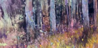 Richard McKinley, "Tennessee Trees," 2015, pastel over watercolour, 12 x 9 in. Detail. Private collection. Done en plein air
