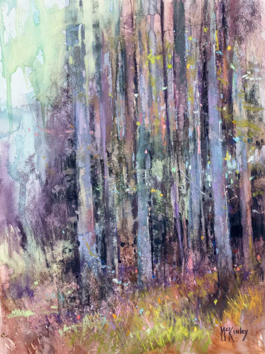 Creative Expression: Richard McKinley, "Tennessee Trees," 2015, pastel over watercolour, 12 x 9 in - Detail. Private collection. Done en plein air