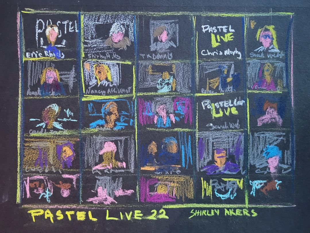 Pastel Live 2022: The coolest drawing by Shirley Akers of one of the Zoom PaintAlong session!