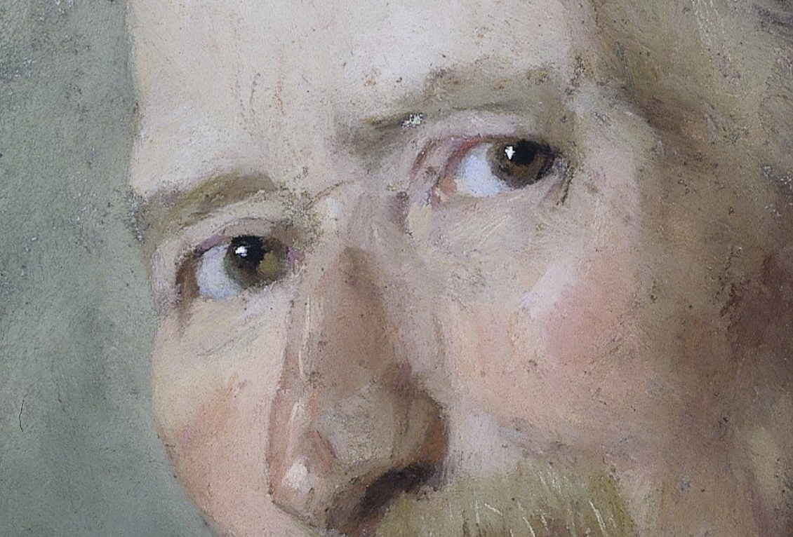 Thérèse Schwartze, “Portrait of Paul Joseph Constantin Gabriël,” 1899, pastel on paper, 76 x 46 cm (29 7/8 x 18 1/8 in), Rijksmuseum, Amsterdam. Detail - eyes