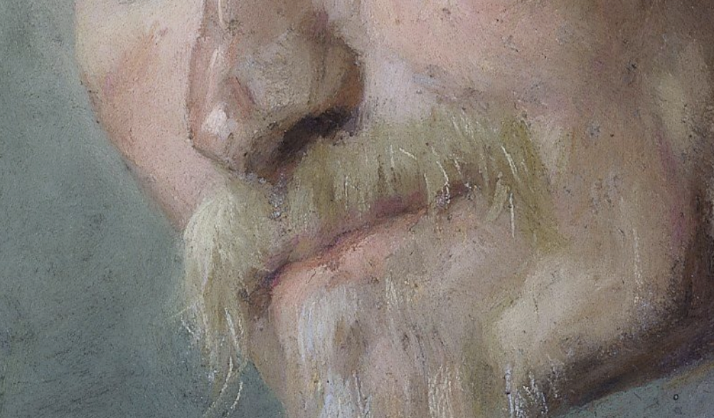 Thérèse Schwartze, “Portrait of Paul Joseph Constantin Gabriël,” 1899, pastel on paper, 76 x 46 cm (29 7/8 x 18 1/8 in), Rijksmuseum, Amsterdam. Detail - mouth