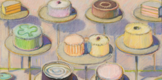 Wayne Thiebaud, Cakes No. 1, 1967, pastel on cream tracing paper, 44.5 x 47.4 cm, Art Institute of Chicago, Chicago, Illinois, USA. © Wayne Thiebaud : Licensed by VAGA at ARS, New York Feature