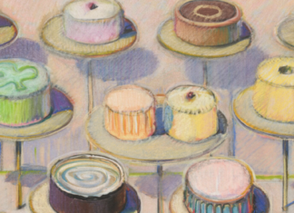Wayne Thiebaud, Cakes No. 1, 1967, pastel on cream tracing paper, 44.5 x 47.4 cm, Art Institute of Chicago, Chicago, Illinois, USA. © Wayne Thiebaud : Licensed by VAGA at ARS, New York Feature