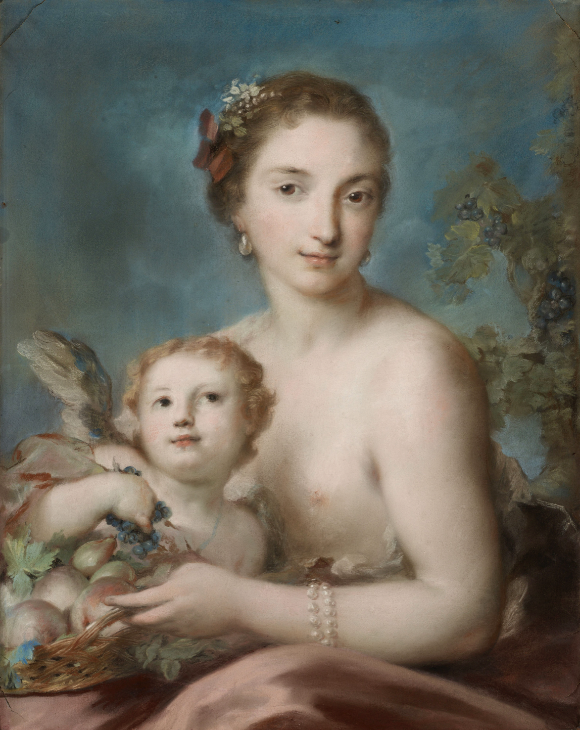 Rosalba Giovanna Carriera, "A Personification of Autumn," c.1730, pastel on blue paper, 66 x 49.2 cm, Royal Collection Trust, UK