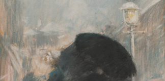 Childe Hassam, A New York Blizzard, c.1890, pastel on wood pulp cardboard, 35 x 24 Cm (13 3/4 x 9 7/16 in), Isabella Stewart Gardner Museum, Boston, Massachusetts, USA - detail for feature image