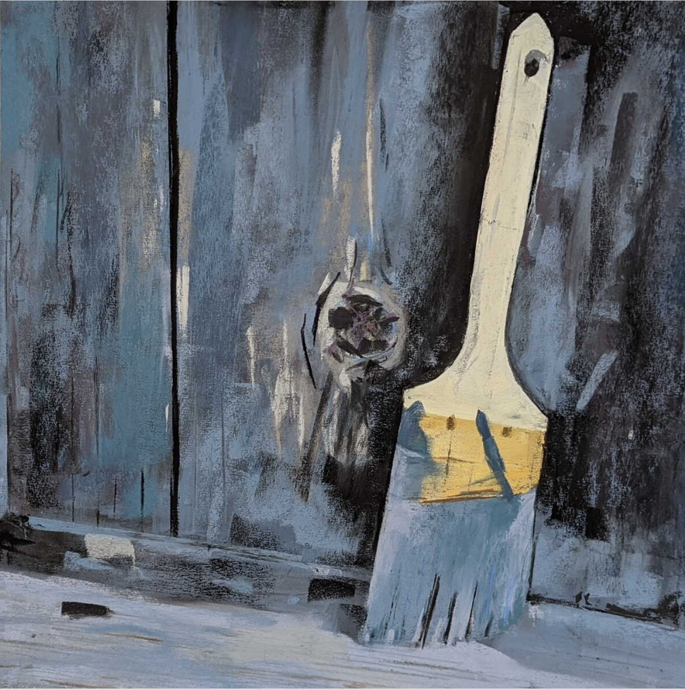 IAPS online show: John Sherry, "Blue Paintbrush," pastel, 12 x 12 in