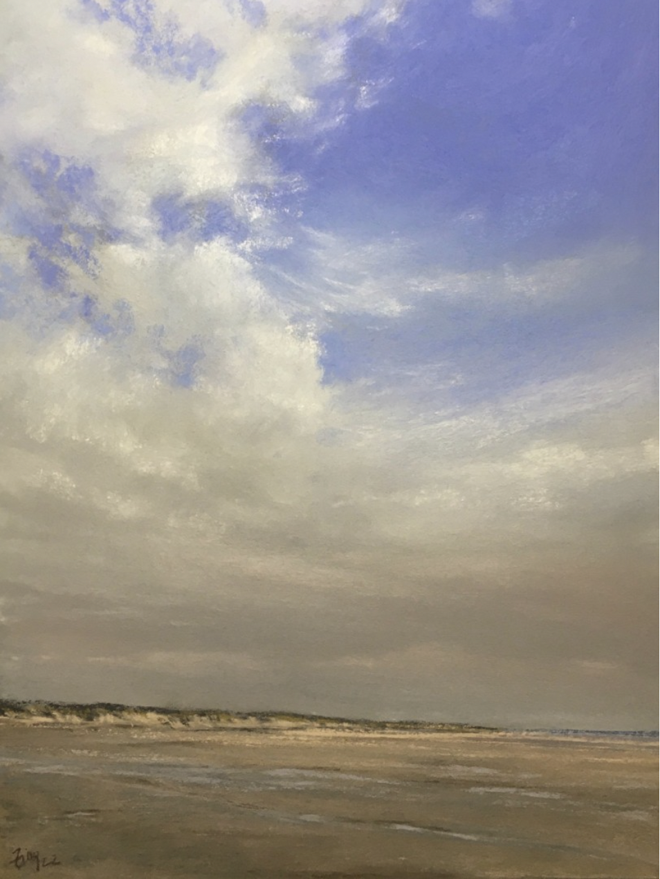 Martina Zingler, "Just a Beautiful Sky," pastel, 16 x 12 in. August 2022 Clouds and Sky Honourable Mention.
