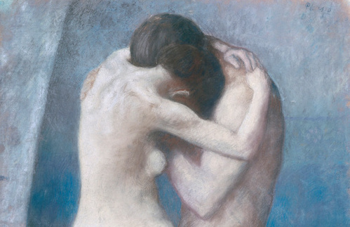 Pablo Picasso, L'Etreinte (The Embrace), 1903, pastel, 100 x 60 cm, Musée de l'Orangerie, Paris, France
