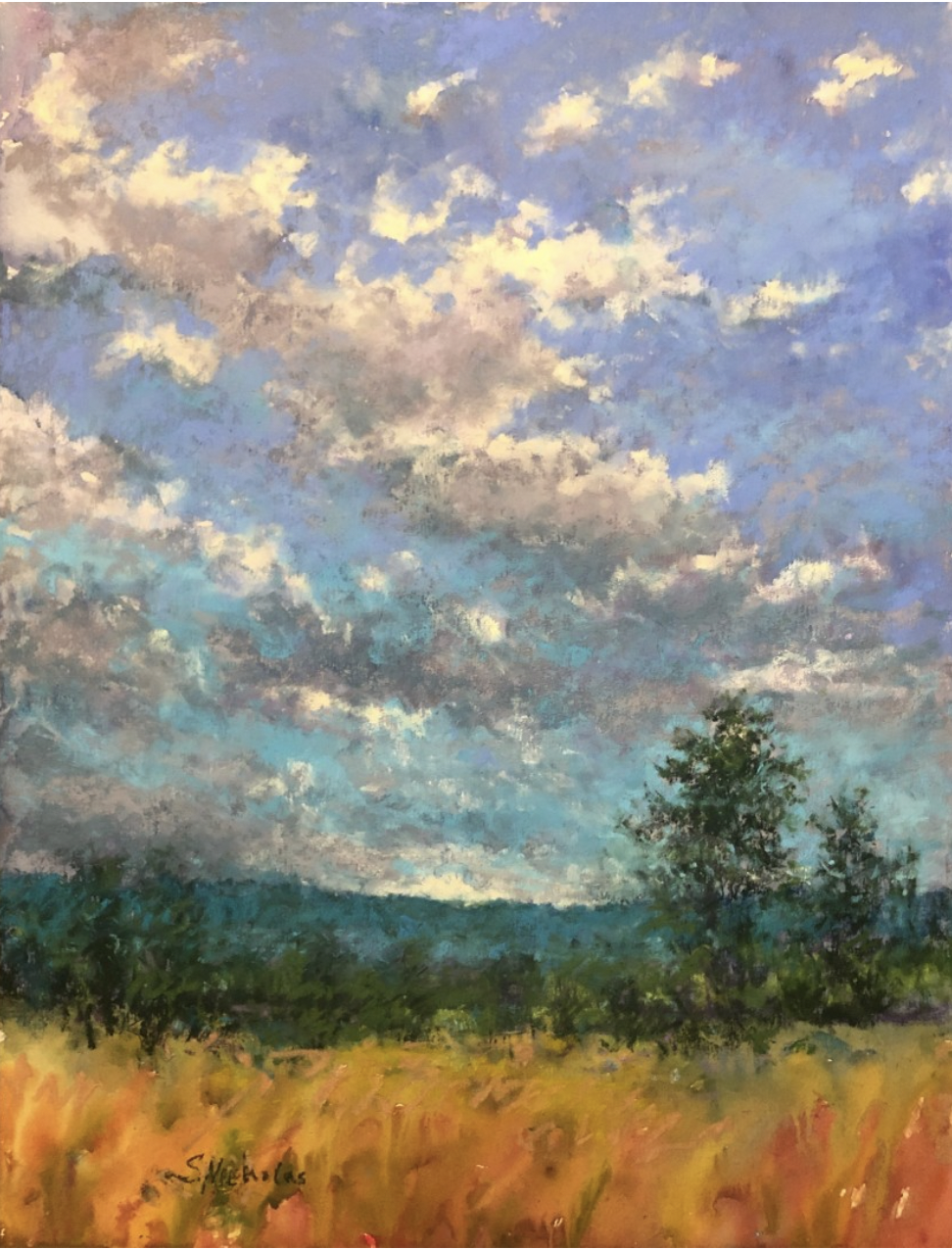 Susan Nicholas Gephart, "Cloud Whisper," pastel, 16 x 12 in. August 2022 Plein Air Pastel Honourable Mention.