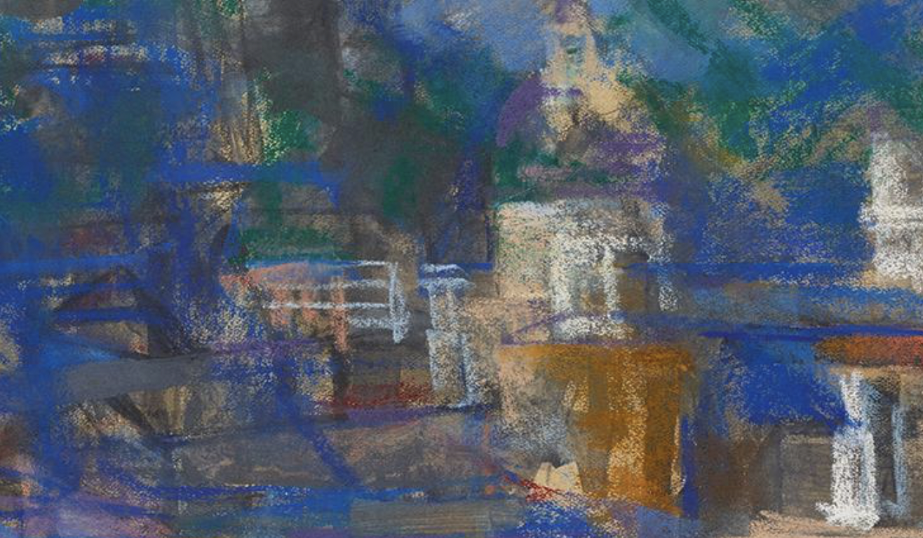 Gerhart Frankl, Salzburg III, 1962, charcoal, pastel, and gouache on paper, 48 x 63.5cm, Belvedere, Vienna, Austria - detail of colours - loosen up
