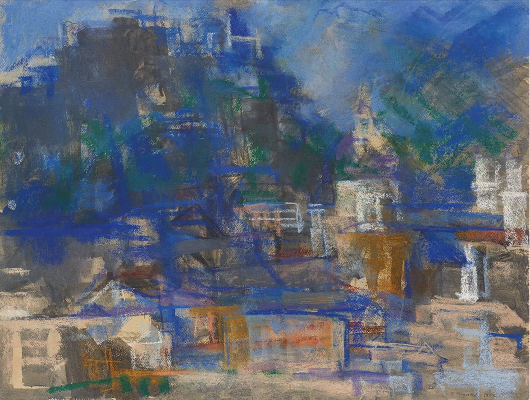 Gerhart Frankl, Salzburg III, 1962, charcoal, pastel, and gouache on paper, 48 x 63.5cm, Belvedere, Vienna, Austria - Loosen up