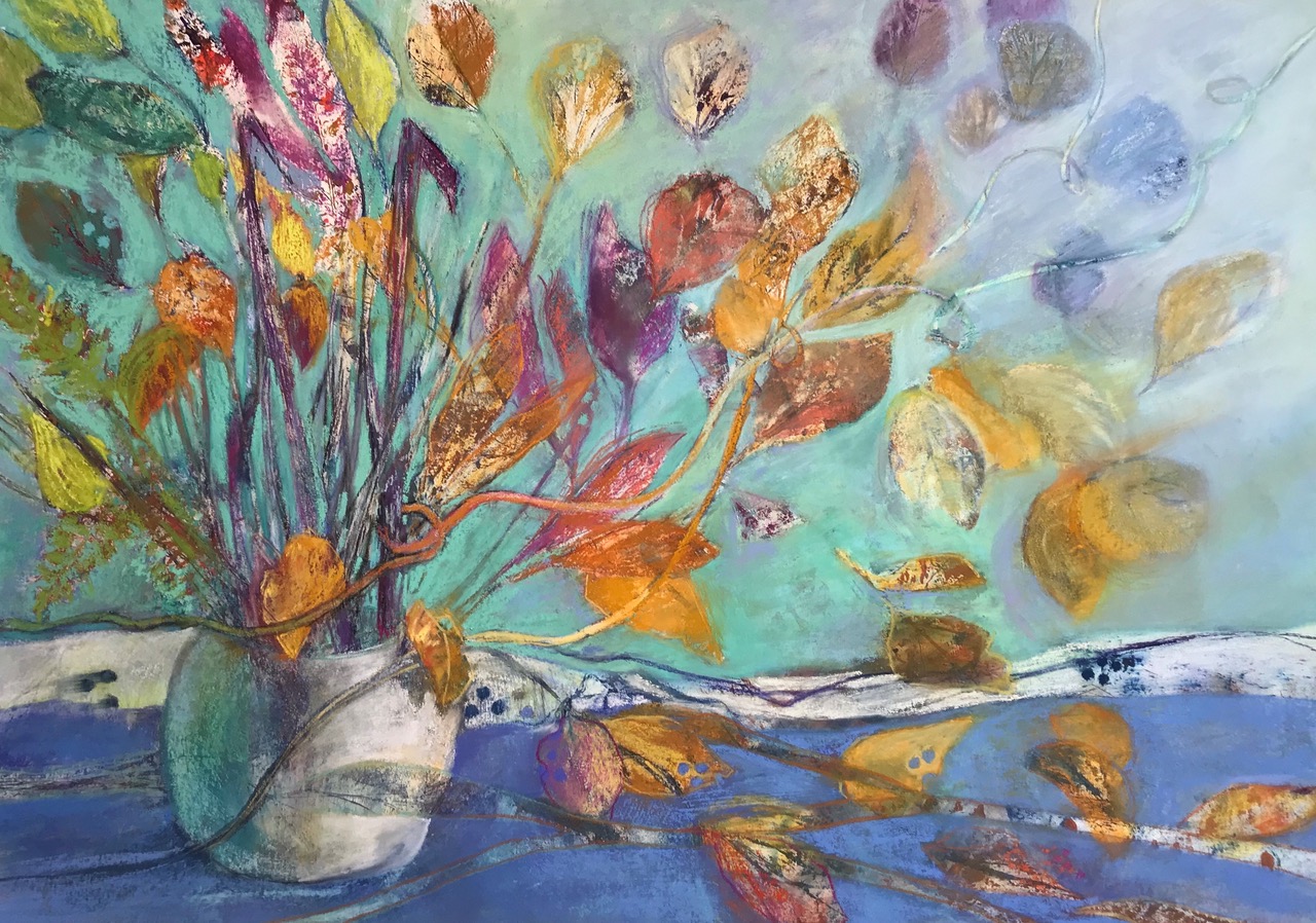 Painting Autumn - Judy Tate, "It's Over," mono printing and soft pastels