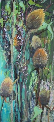 Painting Autumn - Judy Tate, "Teasels," soft pastels