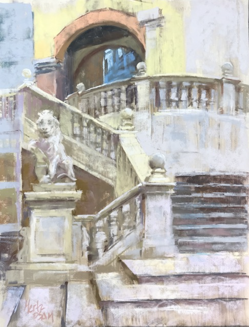 Richard Schmid and his influence - Nancie King Mertz, "Steps in Spoleto," pastel, 16 x 12 in