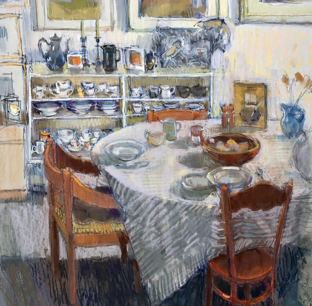 Felicity House PS, "Dining Room," pastel, 56 x 50 cm.
