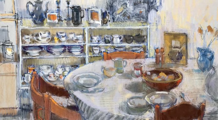 Felicity House PS, "Dining Room," pastel, 56 x 50 cm - cropped for feature image