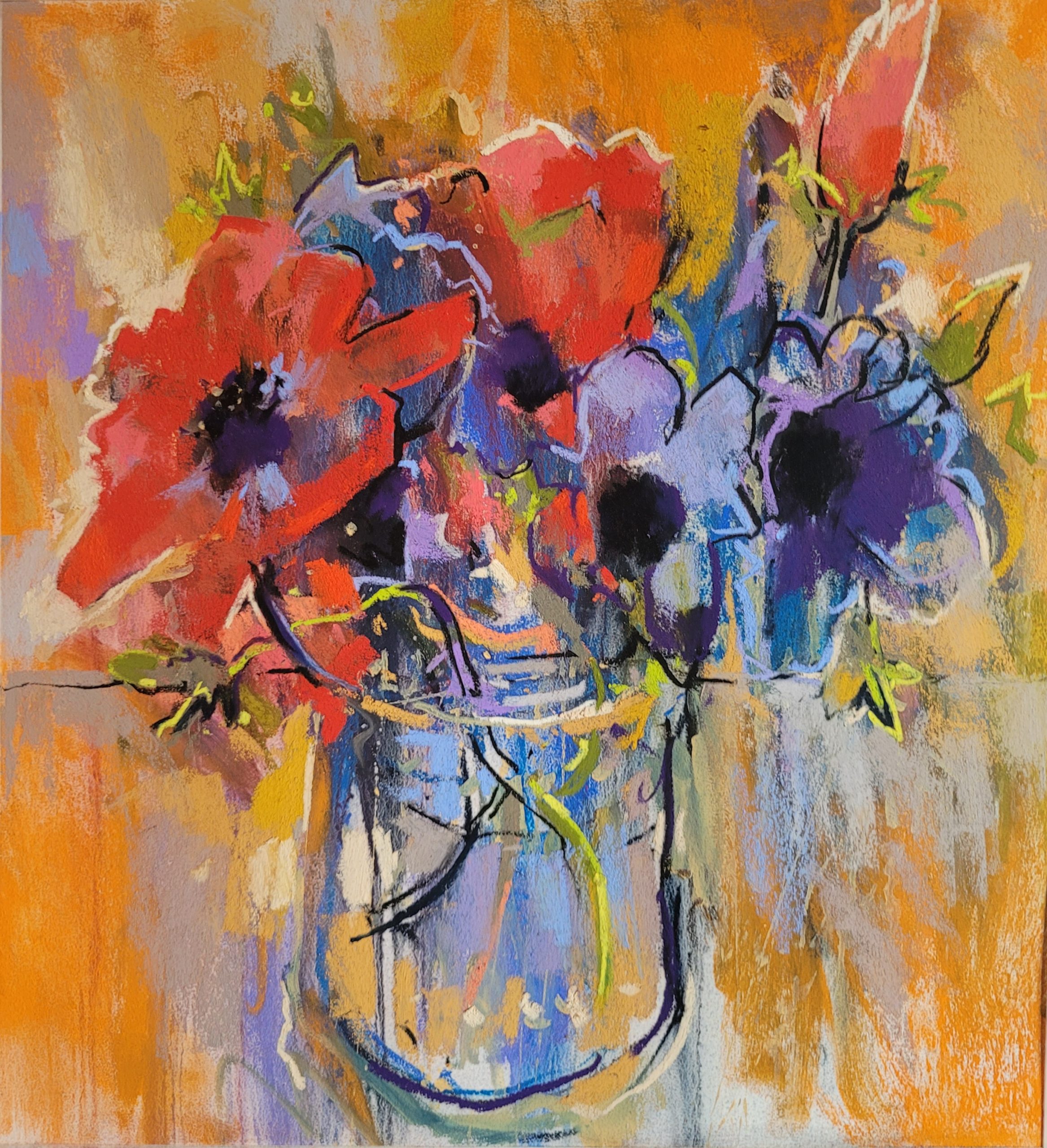 Nixative yes and no - Richard Suckling, "Anemones," mixed pastels on Colourfix Rough paper, 17 x 18 in