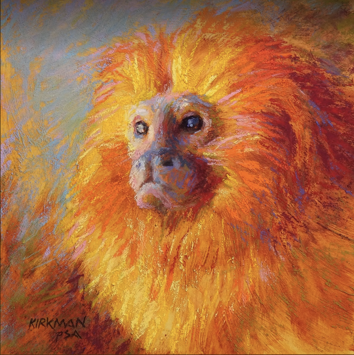 Monkey Day-Rita Kirkman, "Golden Tamarin," pastel, 6 x 6 in.