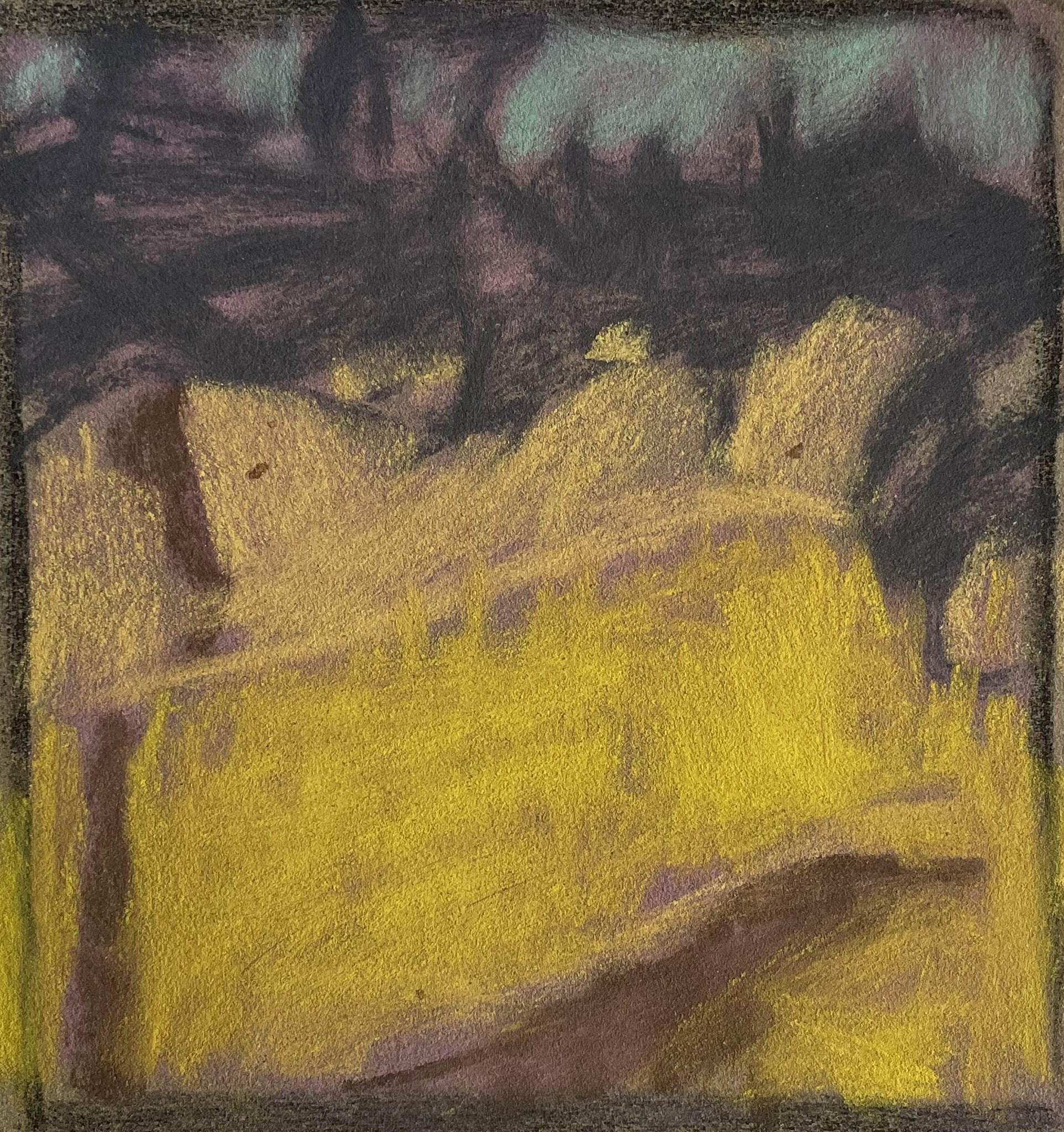 Creative prompt: Casey Klahn, "Corner of the Canola Field," 2022, pastel, 4 x 4 in.