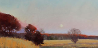 Christopher Copeland, "November Moonrise," pastel, 11x14 in. - Detail