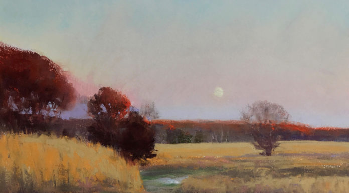 Christopher Copeland, "November Moonrise," pastel, 11x14 in. - Detail