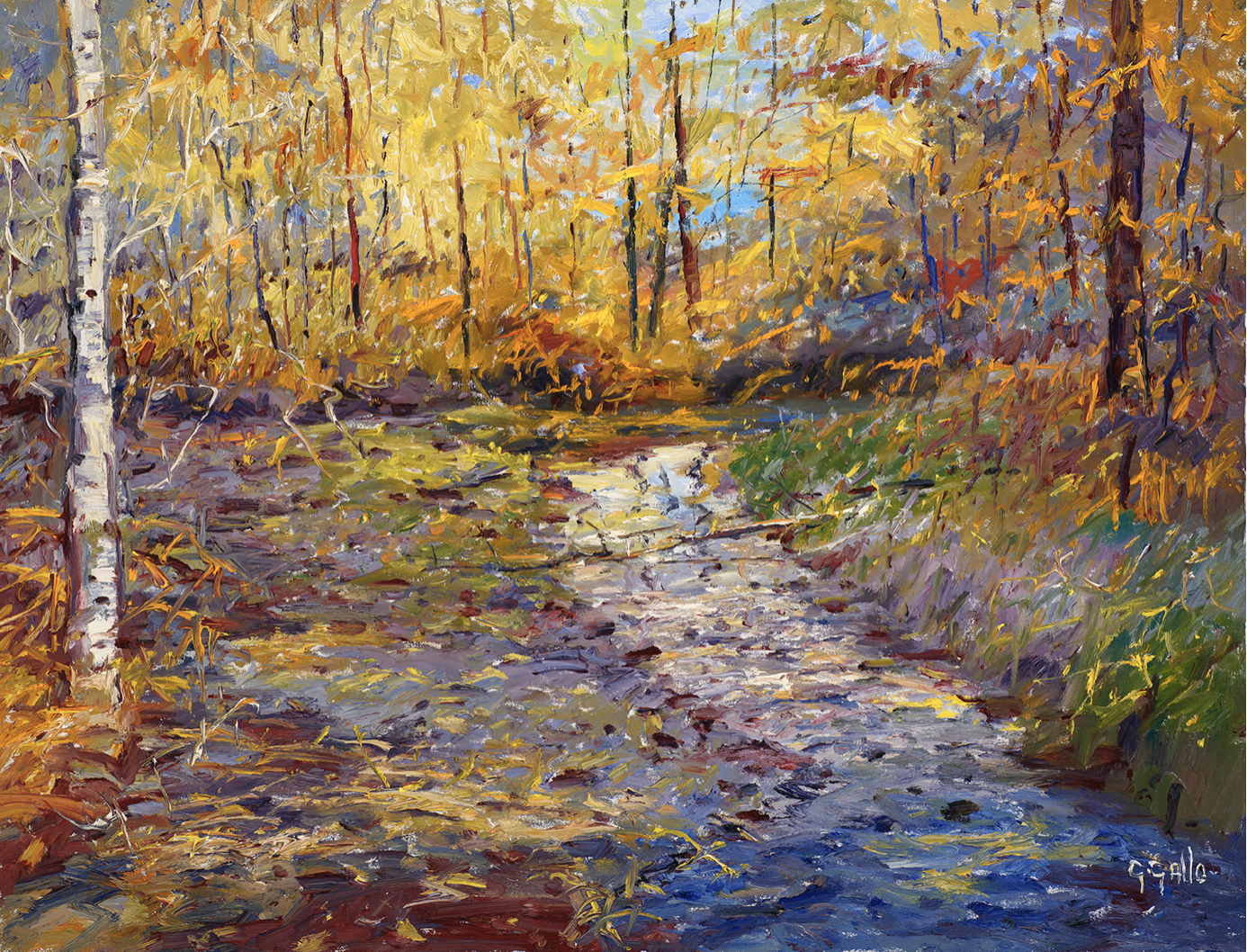 George Gallo, Stream at New Hope, oil on canvas, 38 x 50 in.