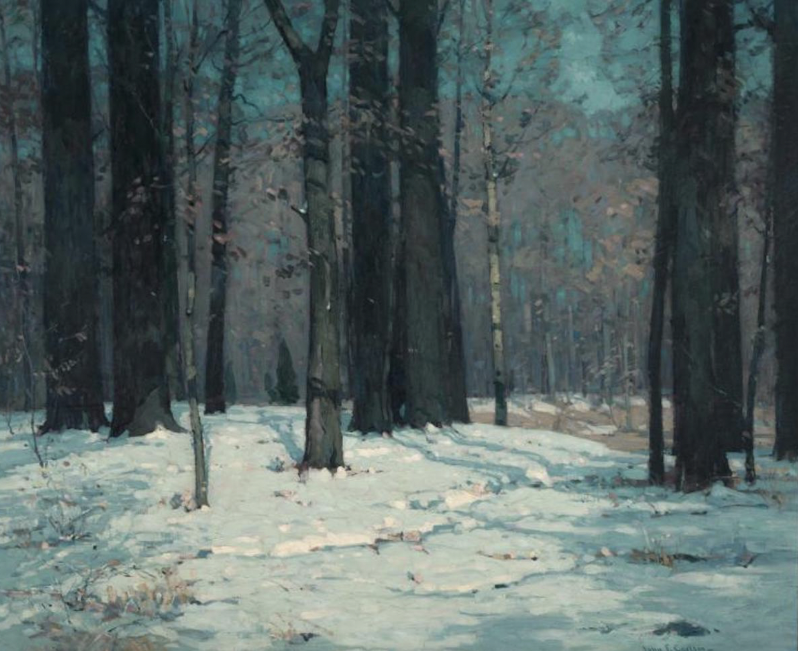 John F. Carlson, "Woods in Winter," ca. 1912, oil on canvas, 117.2 x 142.6 cm, Smithsonian American Art Museum, Gift from the Trustees of the Corcoran Gallery of Art (Museum Purchase, Gallery Fund), Washington, DC, USA