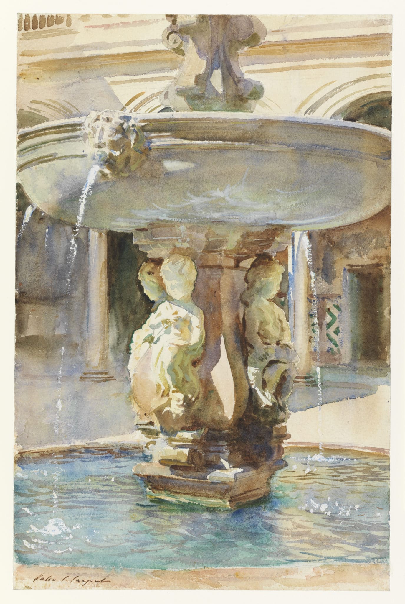 John Singer Sargent, "Spanish Fountain," 1912, graphite, watercolour, and gouache on paper, 53.34 x 34.61 cm ( 21 x 13 5/8 in), Fitzwilliam Museum, University of Cambridge, England
