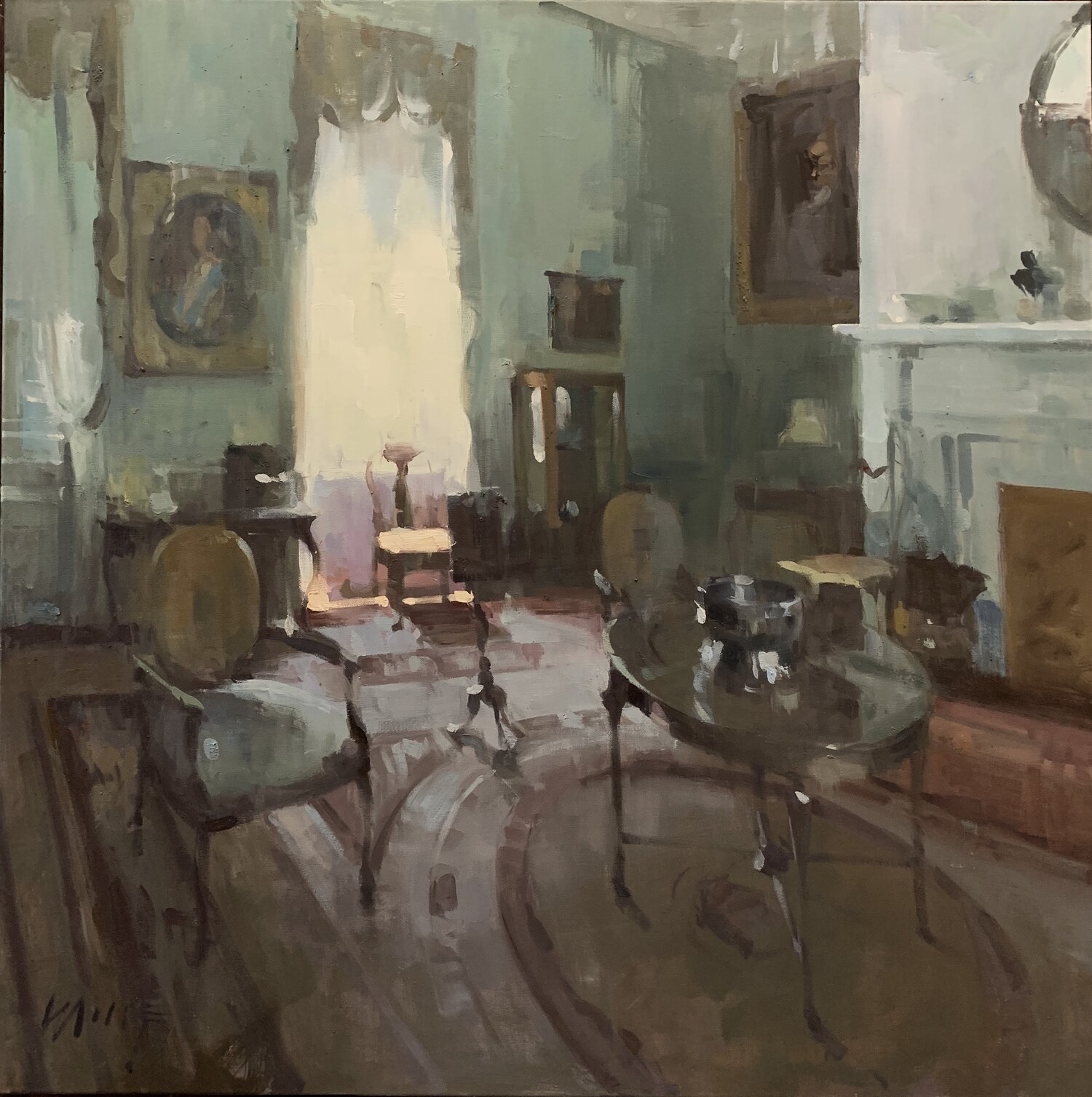 Larry Moore," Interior Without Animal," oil on canvas, 30 x 36 in. - Larry Moore