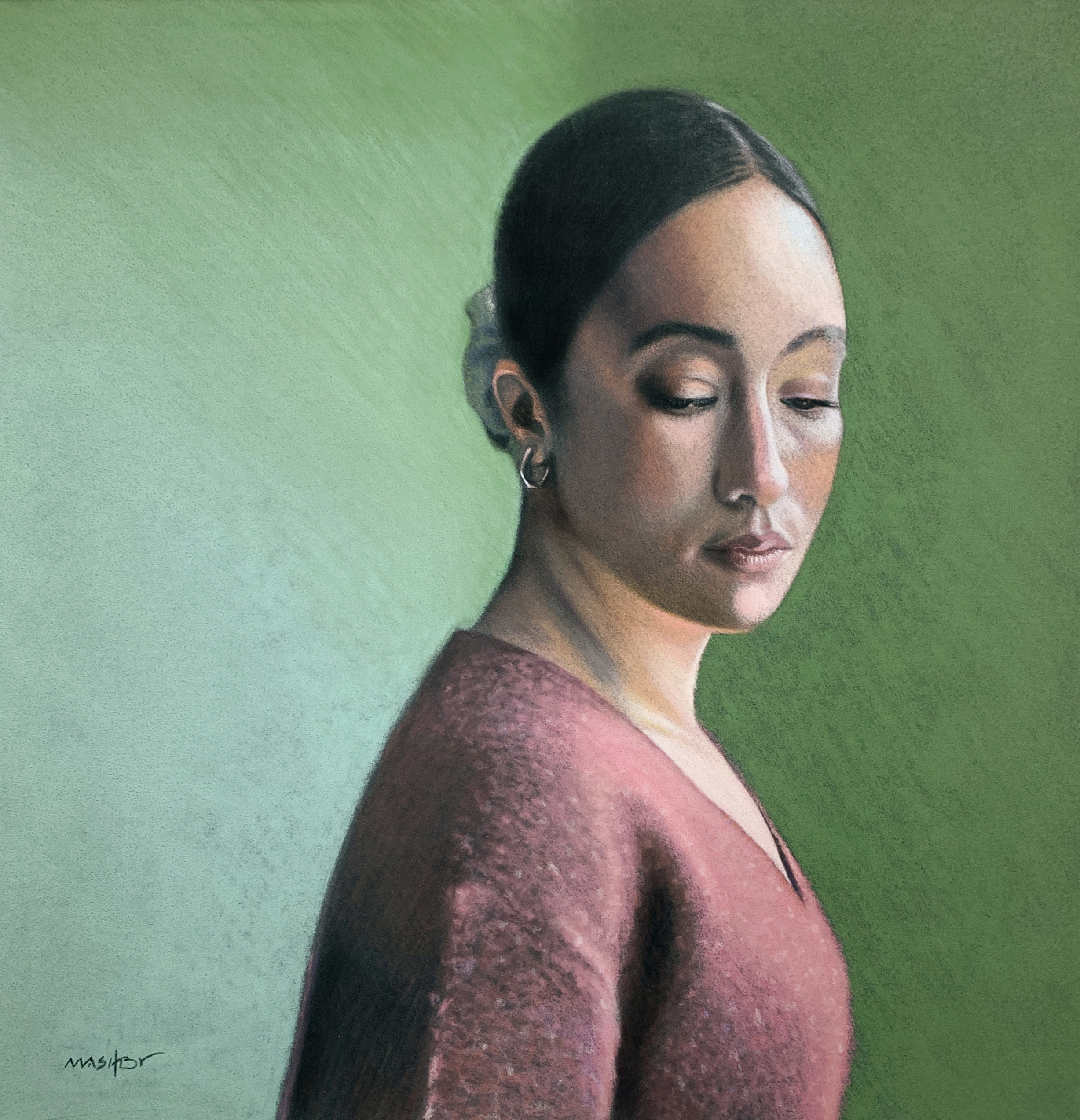 The grid method-Michele Ashby, "Breath," pastel on anthracite Pastelmat, 12 x 12 in
