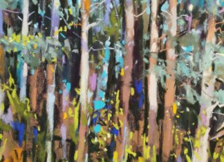 Painting Trees: Richard Suckling, "Cornish Trees," pastels on Sennelier La Carte Pastel Card, 39 x 33cm - detail