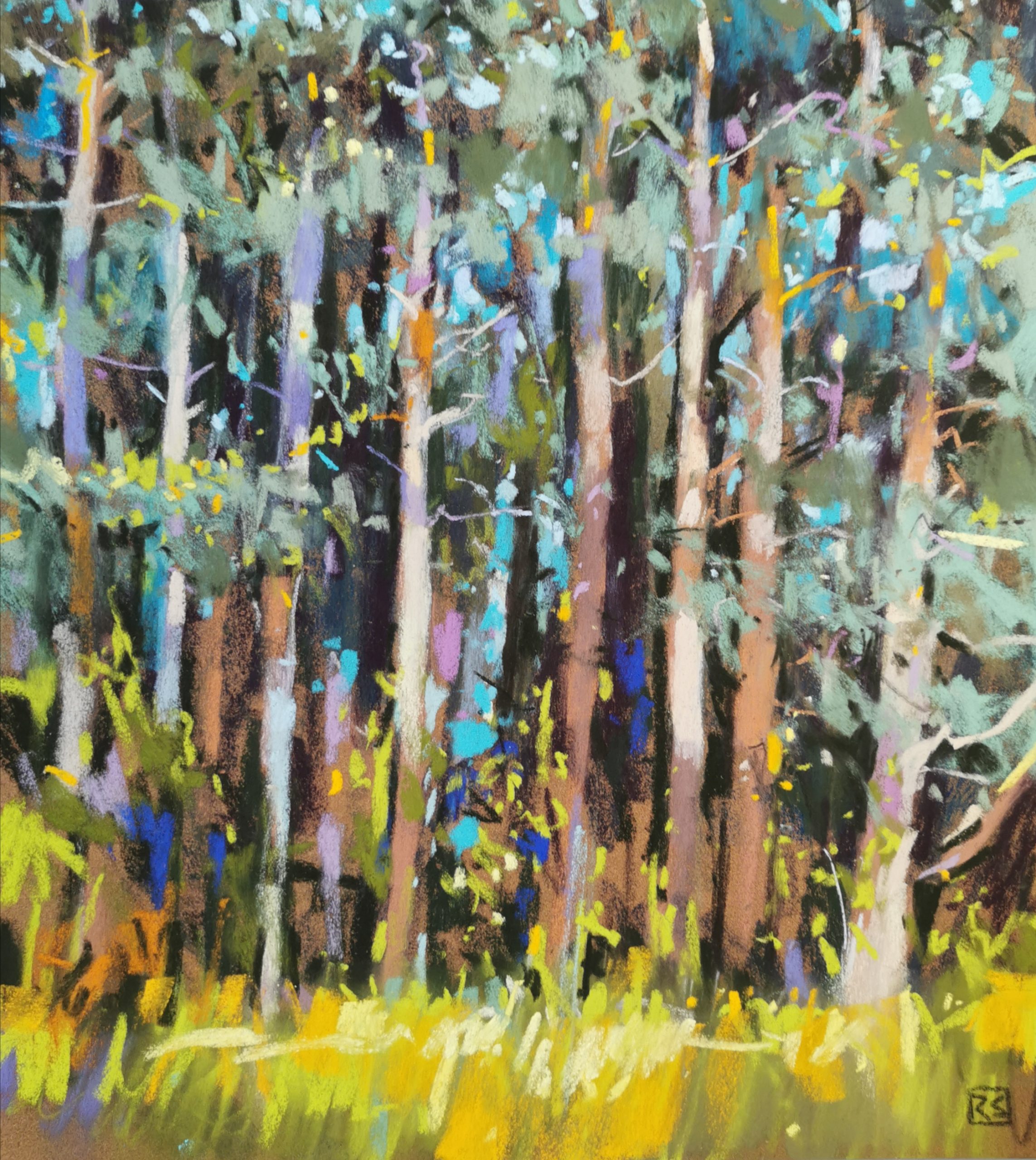 Painting Trees: Richard Suckling, "Cornish Trees," pastels on Sennelier La Carte Pastel Card, 39 x 33cm