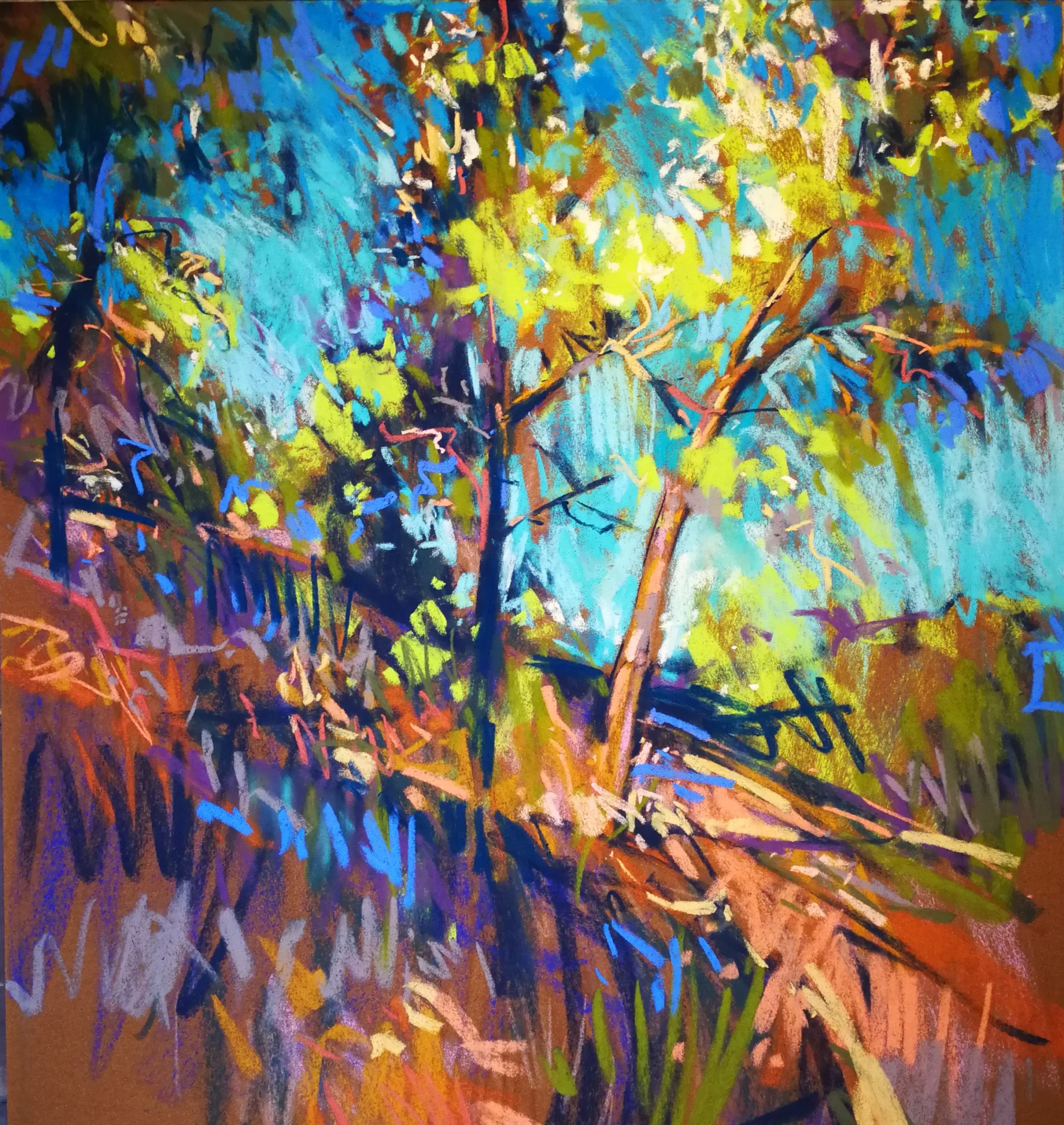 Painting Trees: Richard Suckling, "Trees Near Santruario de Santa's," pastels on Sennelier La Carte Pastel Card, 50 x 50 cm.