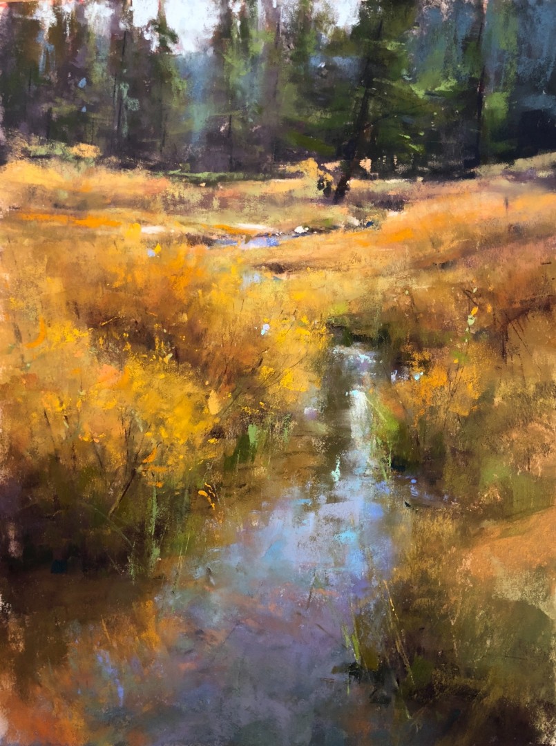 Jacob Aguiar, "Bighorn Brook," pastel, 12 x 9 in. December 2022 Best Plein Air Pastel