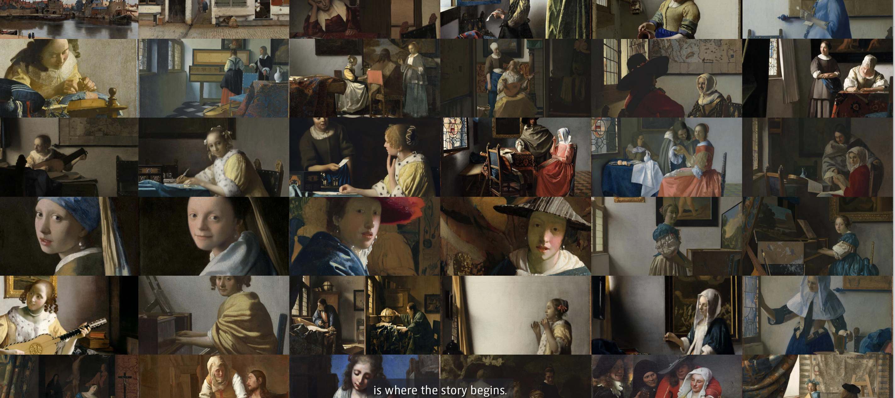 Screenshot from the Rijksmuseum website of Vermeer paintings on exhibition - Rijksmuseum