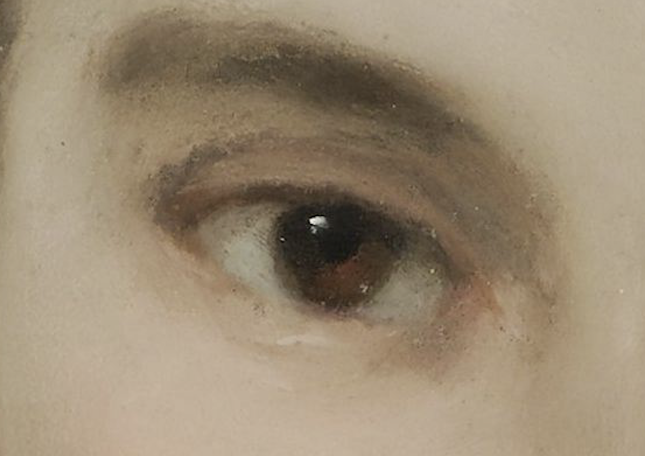 Thérèse Schwartze, "Amelia Eliza van Leeuwen," 1900, pastel on paper, 73.5 x 59 cm, C.B Tilanus Bequest, Rijksmuseum, Amsterdam, Netherlands. Detail - an eye!