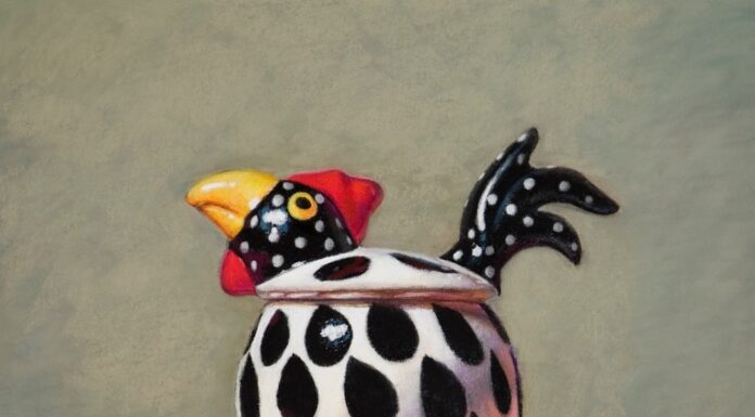 Tim Reilly, "Wanda The Wonder Chicken," pastel on paper, 24 x 28 in. Winner of Artist-Over-65 Award - detail for feature image