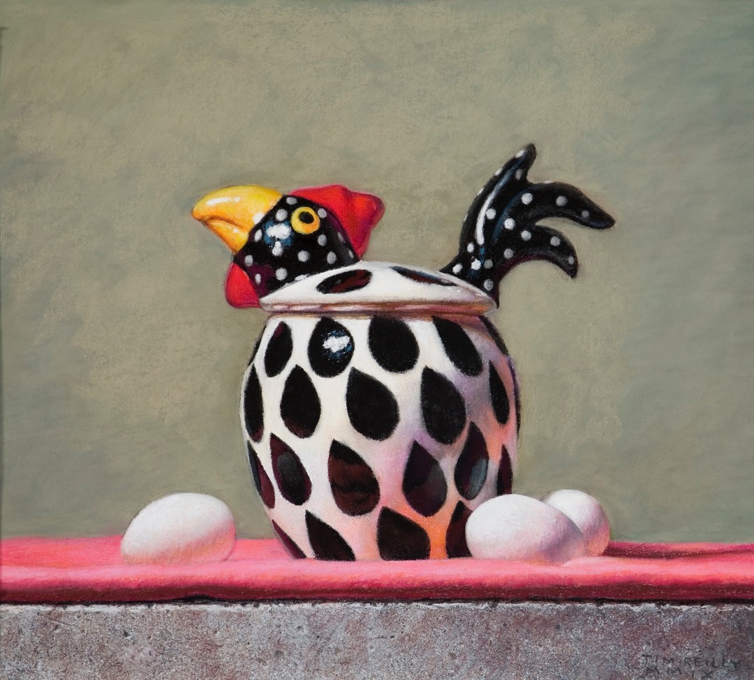 Tim Reilly, "Wanda The Wonder Chicken," pastel on paper, 24 x 28 in. Winner of Artist-Over-65 Award - Tim Reilly 